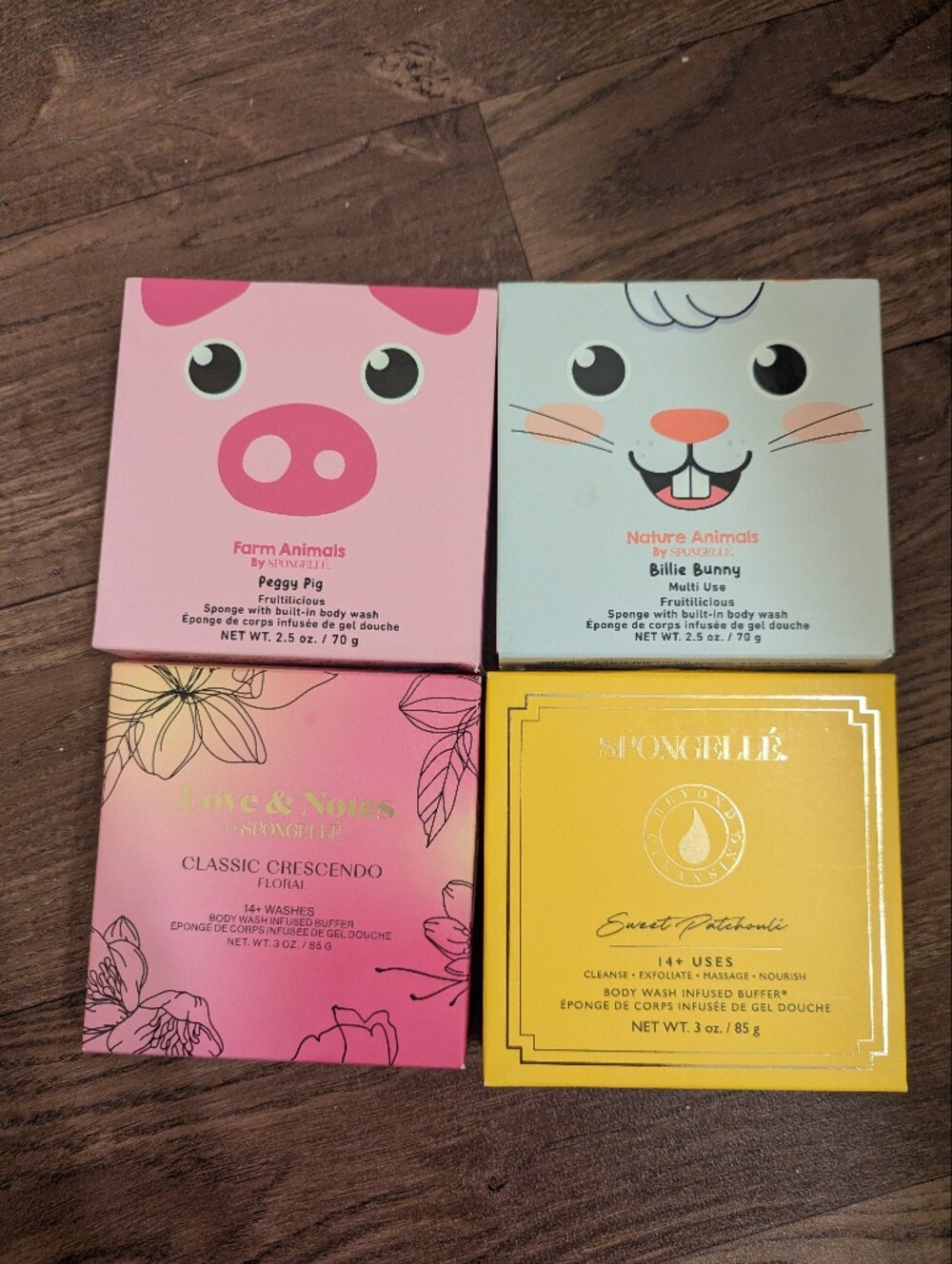 Lot of 4 New Flower Spongelle Body Wash Infused Buffers Sponges Loofahs 14+ uses